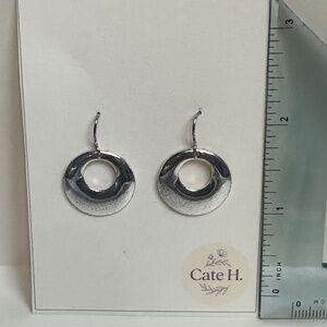 Silver Circle Drop Earrings – vintage/antique finish